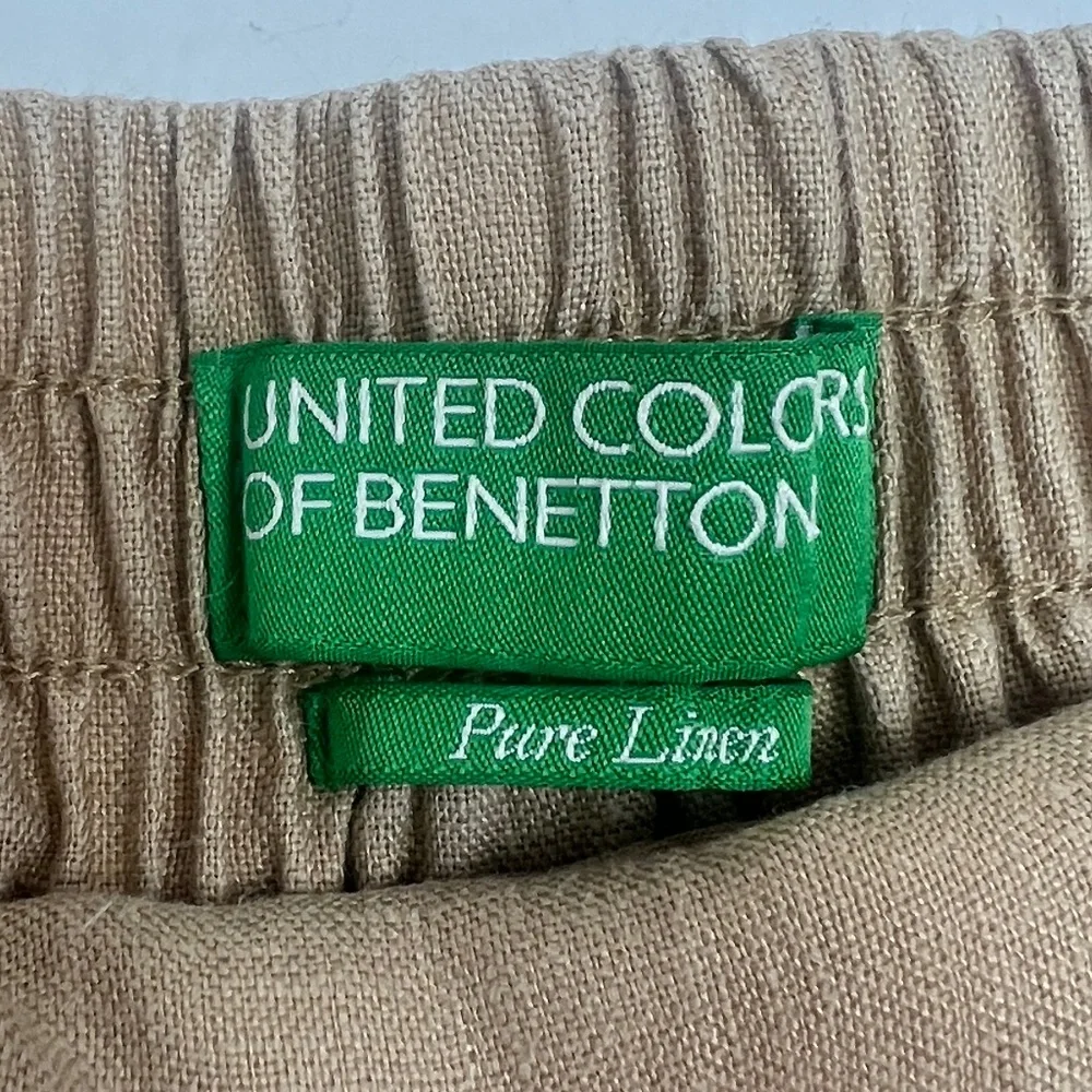 United Colors of Benetton | Tan Linen Pants Wide Leg  Breathable Summer Casual M - Picture 6 of 8